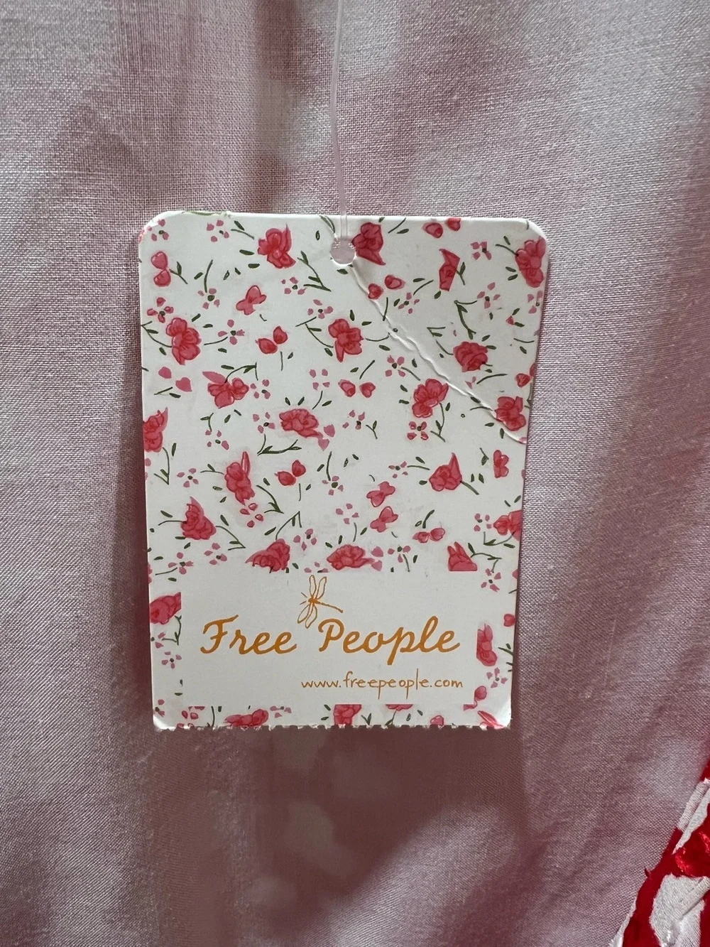 Free People Red and White Floral Wrap Long Sleeve Dress